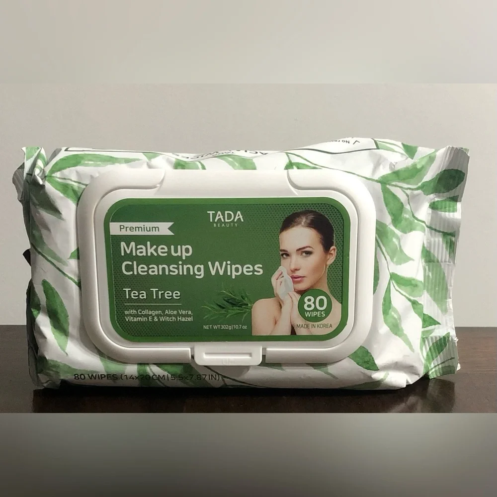 MakeUp Cleansing Tea Tree wipes with Collagen aloe vera vit E/hazel. 80wipes